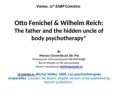 Otto Fenichel & Wilhelm Reich: The father and the
