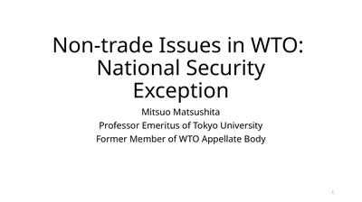 Non-trade Issues in WTO: National Security