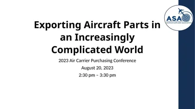 Exporting Aircraft Parts in an Increasingly