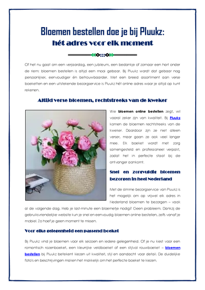 Bloemen bestellen doe je bij Pluukz