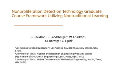 Nonproliferation Detection Technology Graduate