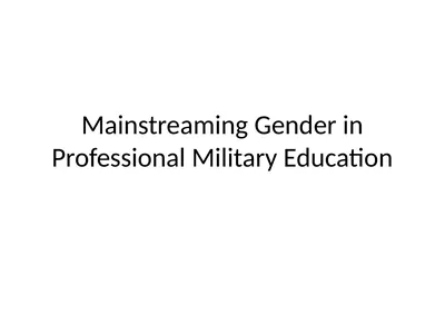 Mainstreaming Gender in Professional Military