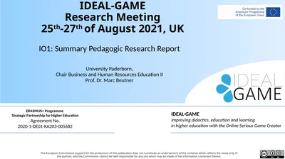 IDEAL-GAME Research Meeting 25th-27th of August