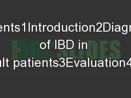 Contents1Introduction2Diagnosis of IBD in adult patients3Evaluation4Ma