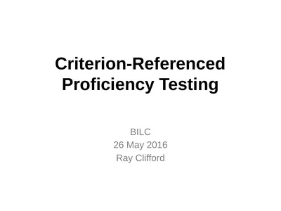 Criterion-Referenced Proficiency Testing BILC 26