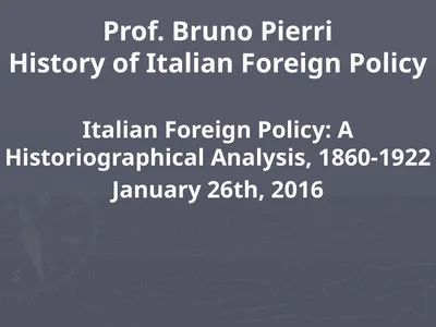 Prof. Bruno Pierri History of Italian Foreign