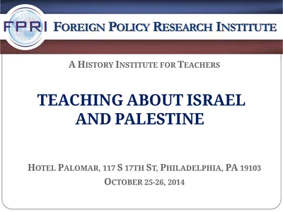 TEACHING ABOUT ISRAEL AND PALESTINE Hotel Palomar,
