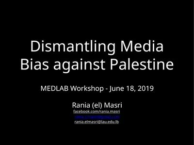 Dismantling Media Bias against Palestine MEDLAB