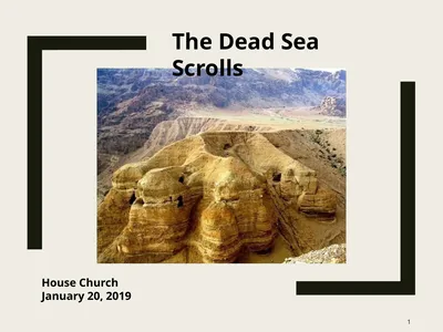 House Church January 20, 2019 1 The Dead Sea