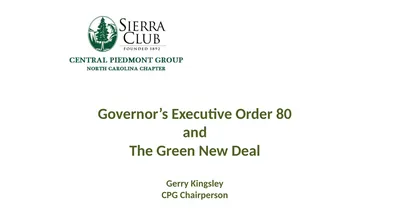 Governor’s Executive Order 80 and The Green New