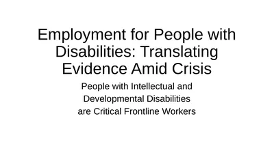 Employment for People with Disabilities: