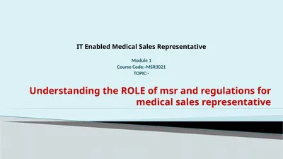 IT Enabled Medical Sales Representative Module 1