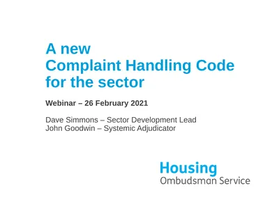 A new Complaint Handling Code for the sector