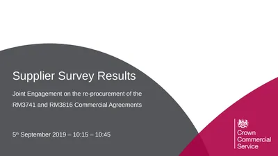 Supplier Survey Results Joint Engagement on the