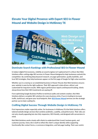 Elevate Your Digital Presence with Expert SEO in Flower Mound and Website Design in McKinney TX