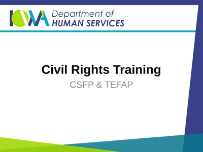 Civil Rights Training CSFP & TEFAP Civil Rights