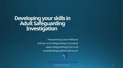 Developing your skills in Adult Safeguarding