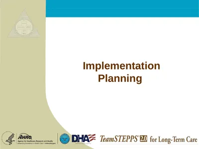 Implementation Planning Objectives Describe the