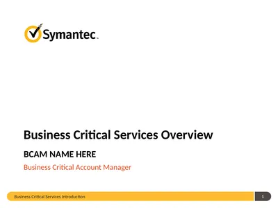 Business Critical Services Introduction 1 Business