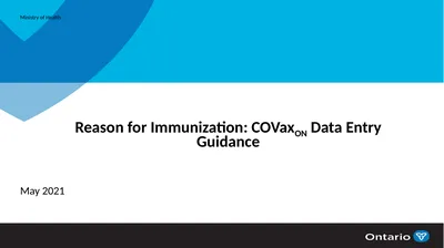 Ministry of Health Reason for Immunization: