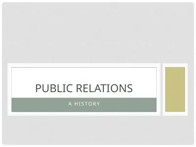 A history Public relations Public relations The