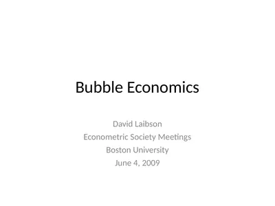 Bubble Economics David Laibson Econometric Society