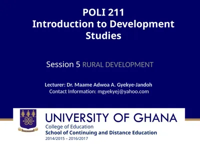 POLI 211 Introduction to Development Studies