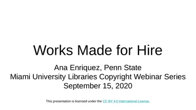 Works Made for Hire Ana Enriquez, Penn State Miami