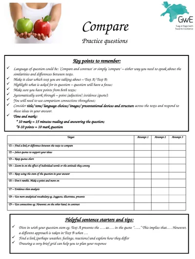 Compare Practice questions Helpful sentence