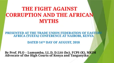PRESENTED AT THE TRADE UNION FEDERATION OF EASTERN