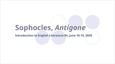 Sophocles, Antigone Introduction to English