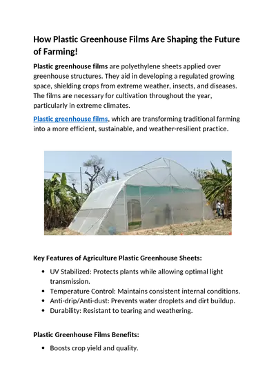 How Plastic Greenhouse Films Are Shaping the Future of Farming!