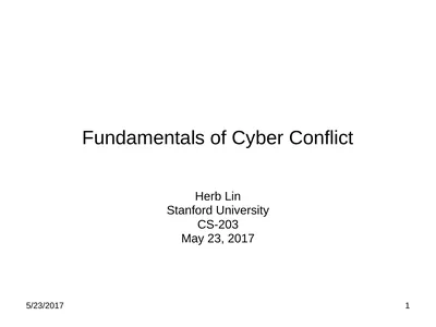 Fundamentals of Cyber Conflict Herb Lin Stanford