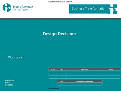 Design Decision: In Confidence Work stream: