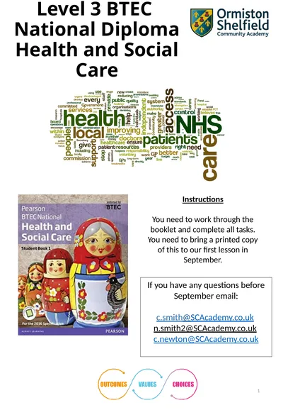 Level 3 BTEC National Diploma Health and Social