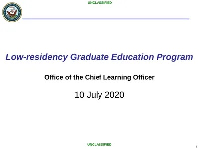 Low-residency Graduate Education Program Office of