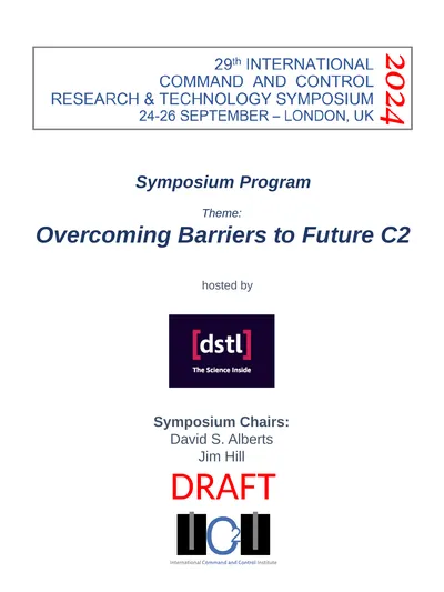 Symposium Chairs: David S. Alberts Jim Hill