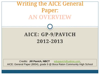 AICE: GP-9/Pavich 2012-2013 Writing the AICE