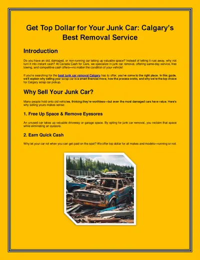 Get Top Dollar for Your Junk Car: Calgary’s Best Removal Service