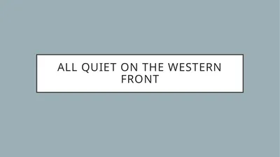 All Quiet on the western front #4 What was life