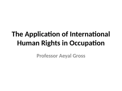 The Application of International Human Rights in
