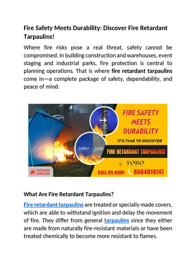 Fire Safety Meets Durability: Discover Fire Retardant Tarpaulins!