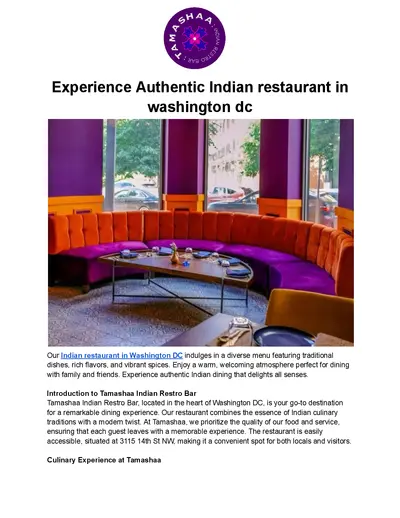 Experience Authentic Indian restaurant in washington dc