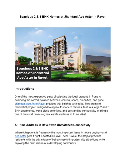 Ace Aster Ravet | Premium 2 & 3 BHK Homes