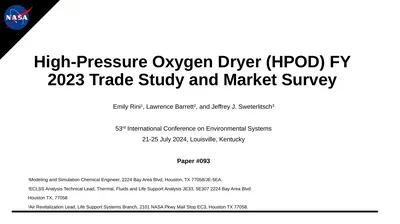 High-Pressure Oxygen Dryer (HPOD) FY 2023 Trade