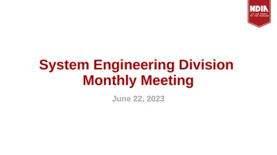 System Engineering Division Monthly Meeting June