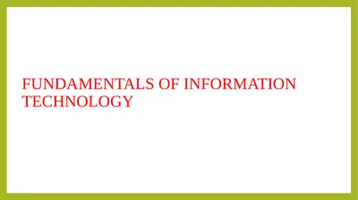 FUNDAMENTALS OF INFORMATION TECHNOLOGY