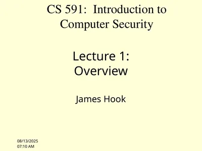 10/4/10 11:00 Lecture 1: Overview James Hook CS