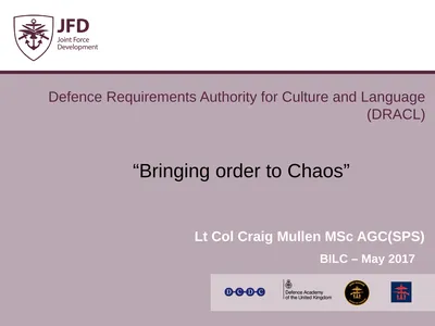 Lt Col Craig Mullen MSc AGC(SPS) BILC – May 2017