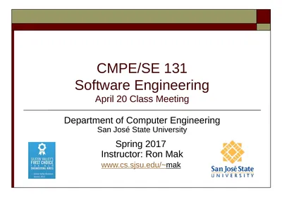 CMPE/SE 131 Software Engineering April 20 Class